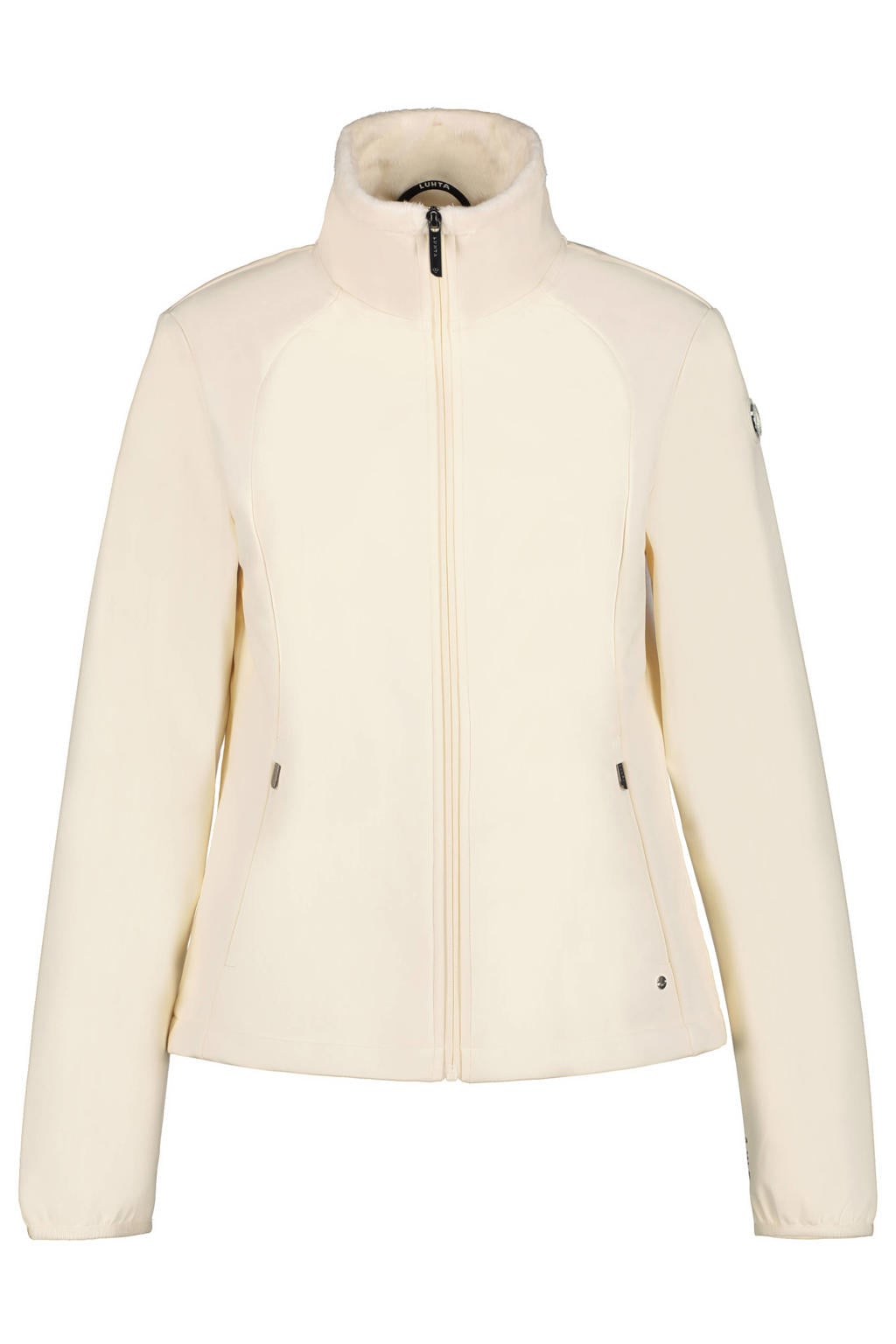 Ecru dames Luhta softshell jas van polyester met effen, lange mouwen, opstaande kraag en ritssluiting