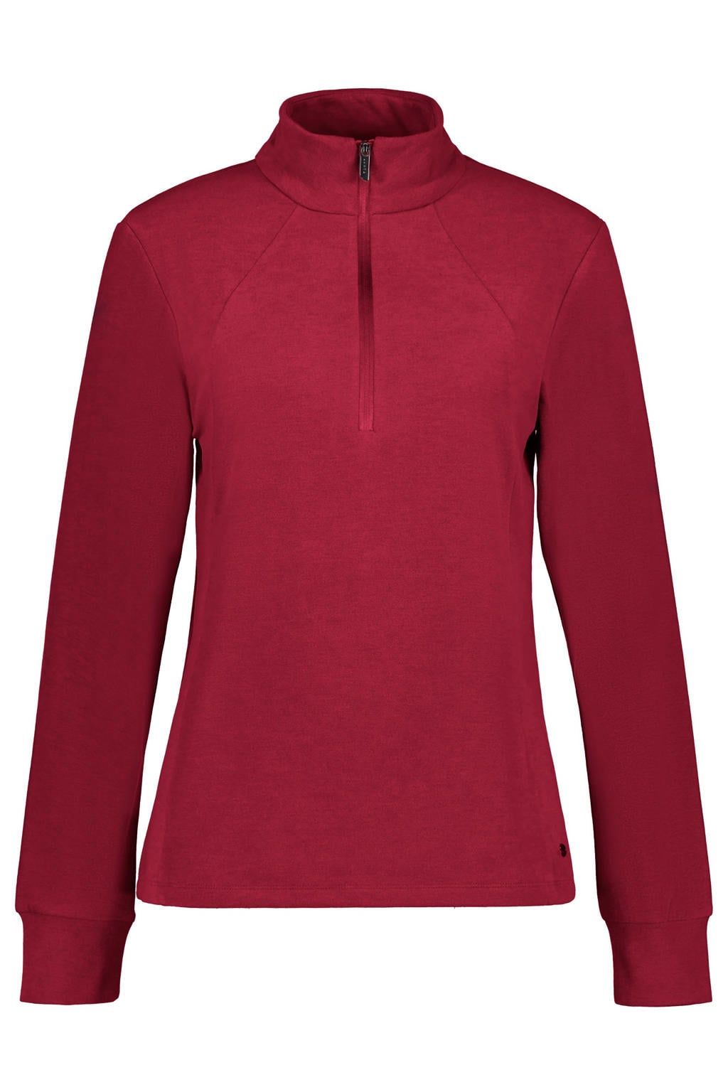 Donkerrode dames Luhta Kivisalmi sweater van polyester met effen, lange mouwen, opstaande kraag en halve rits