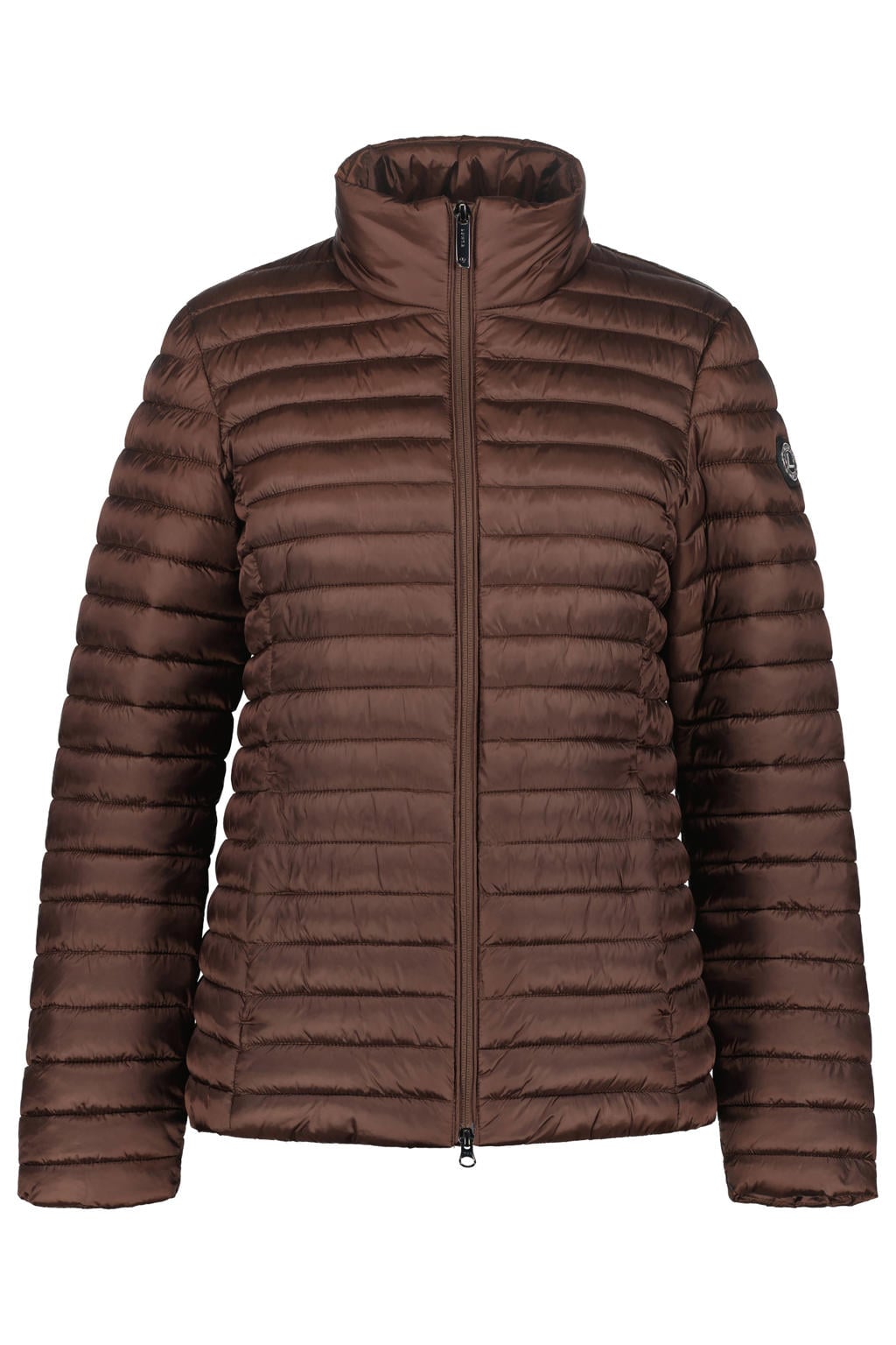 Donkerblauwe dames Luhta outdoorjas van polyamide met lange mouwen, opstaande kraag en 2-way rits
