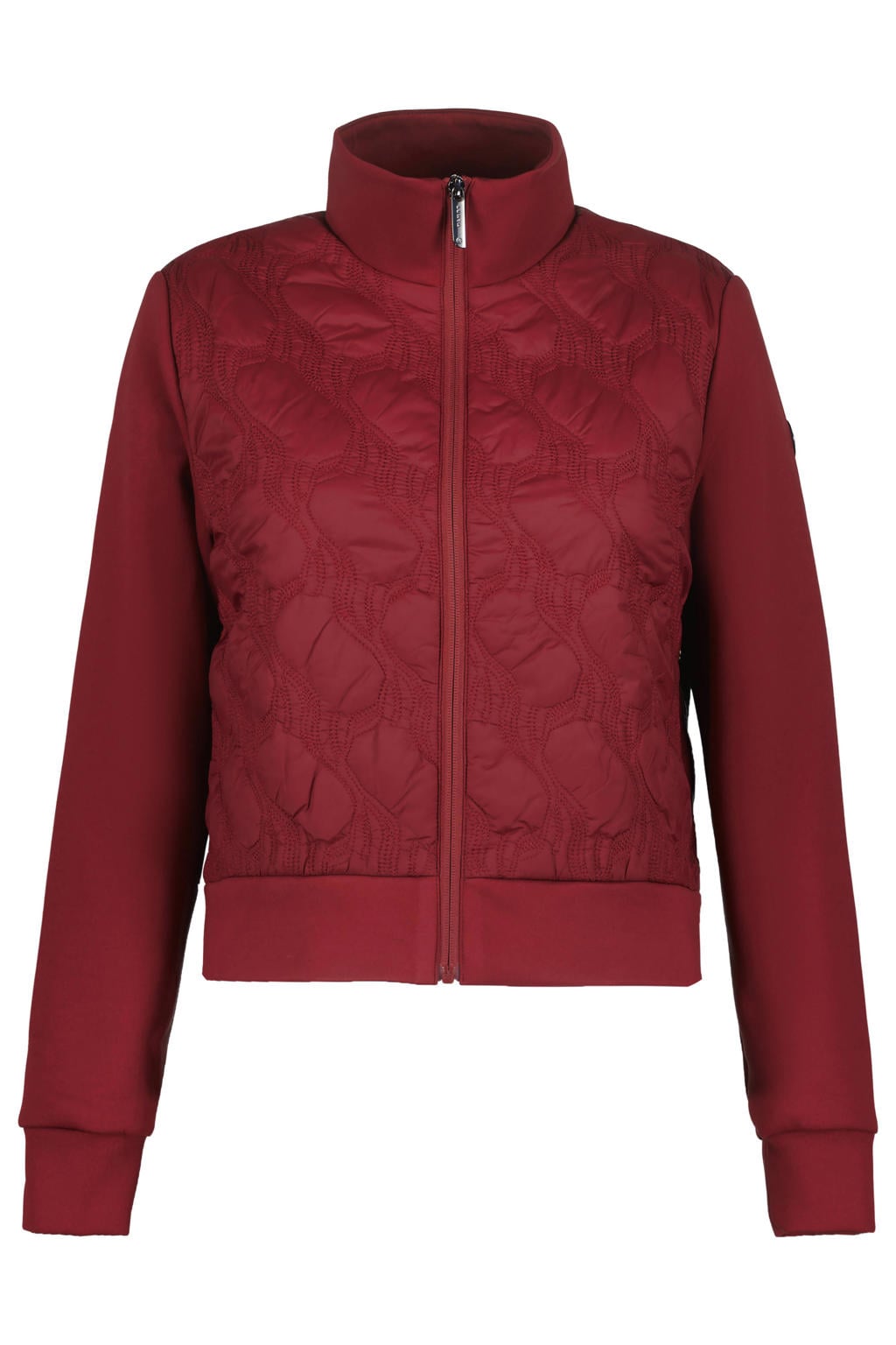 Donkerrode dames Luhta outdoorvest van polyamide met effen, lange mouwen, opstaande kraag en ritssluiting
