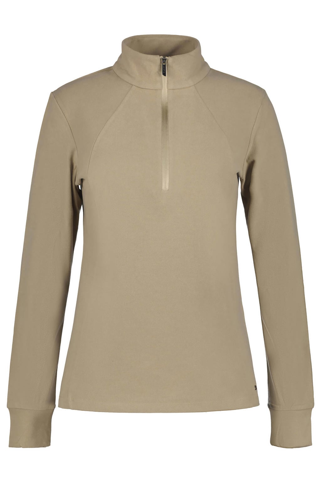 Beige dames Luhta Kivisalmi sweater van polyester met effen, lange mouwen, opstaande kraag en halve rits