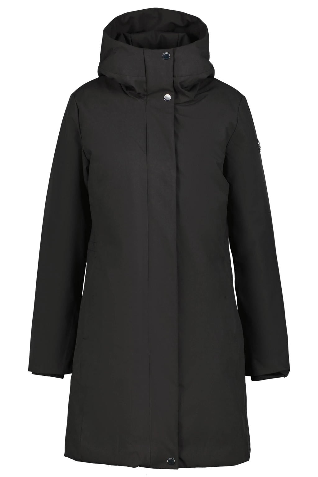 Zwarte dames Luhta outdoorjas van polyester met lange mouwen, capuchon en 2-way rits