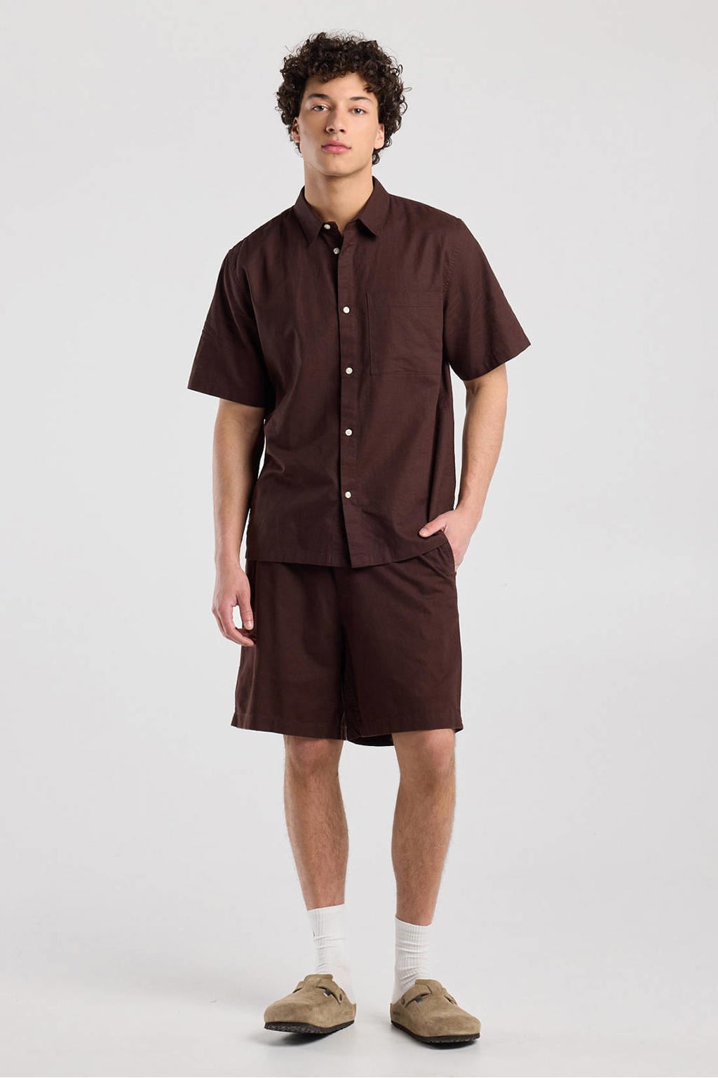 America Today regular casual short met linnen
