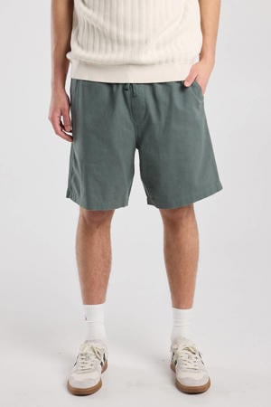 regular casual short met linnen groen