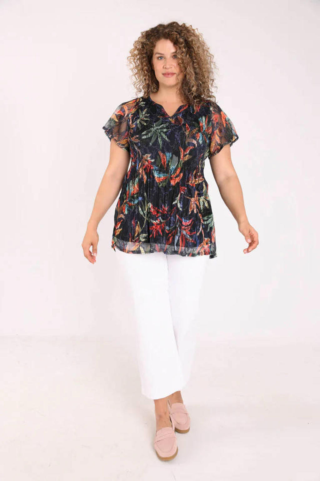 Paprika gebloemde top Plus Size - meerkleurig