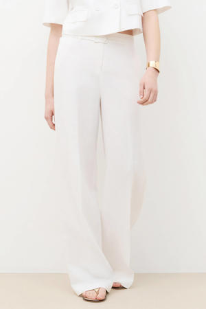 wide leg regular waist broek met linnen ecru