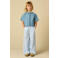 Sissy-Boy wide leg high waist gestreepte casual broek lichtblauw