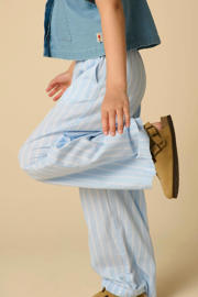 thumbnail: Sissy-Boy wide leg high waist gestreepte casual broek lichtblauw