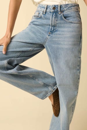 barrel jeans met riemlussen - mediumblauw