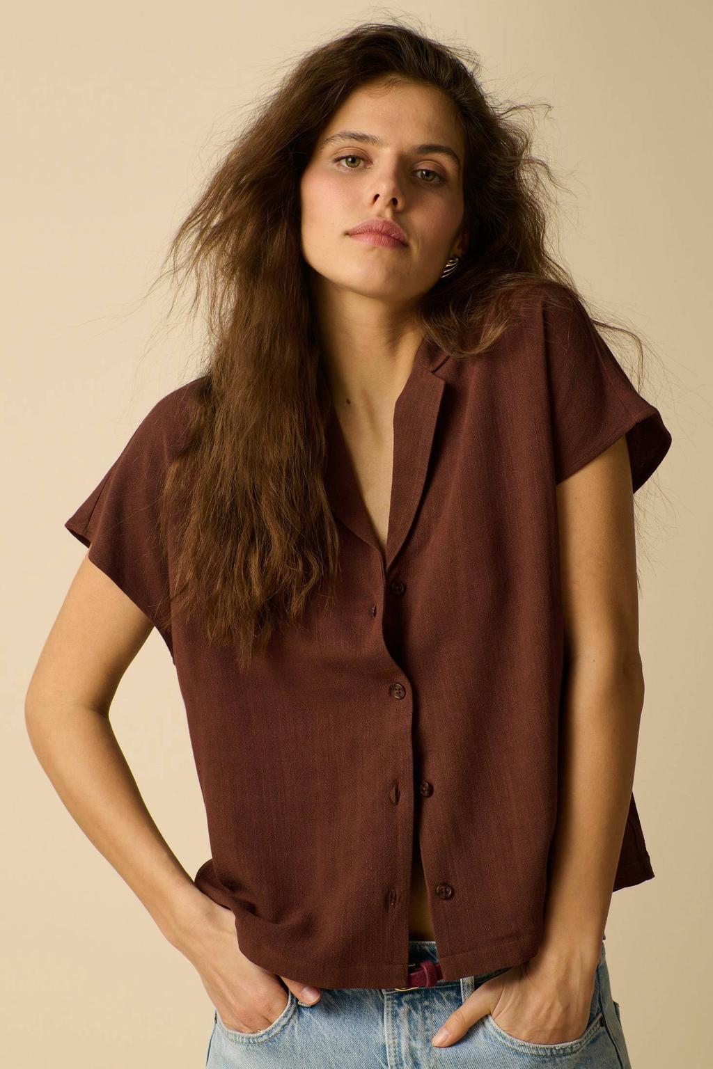 Sissy-Boy blouse met linnen - bruin