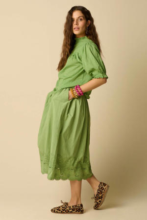 broderie midi rok - groen