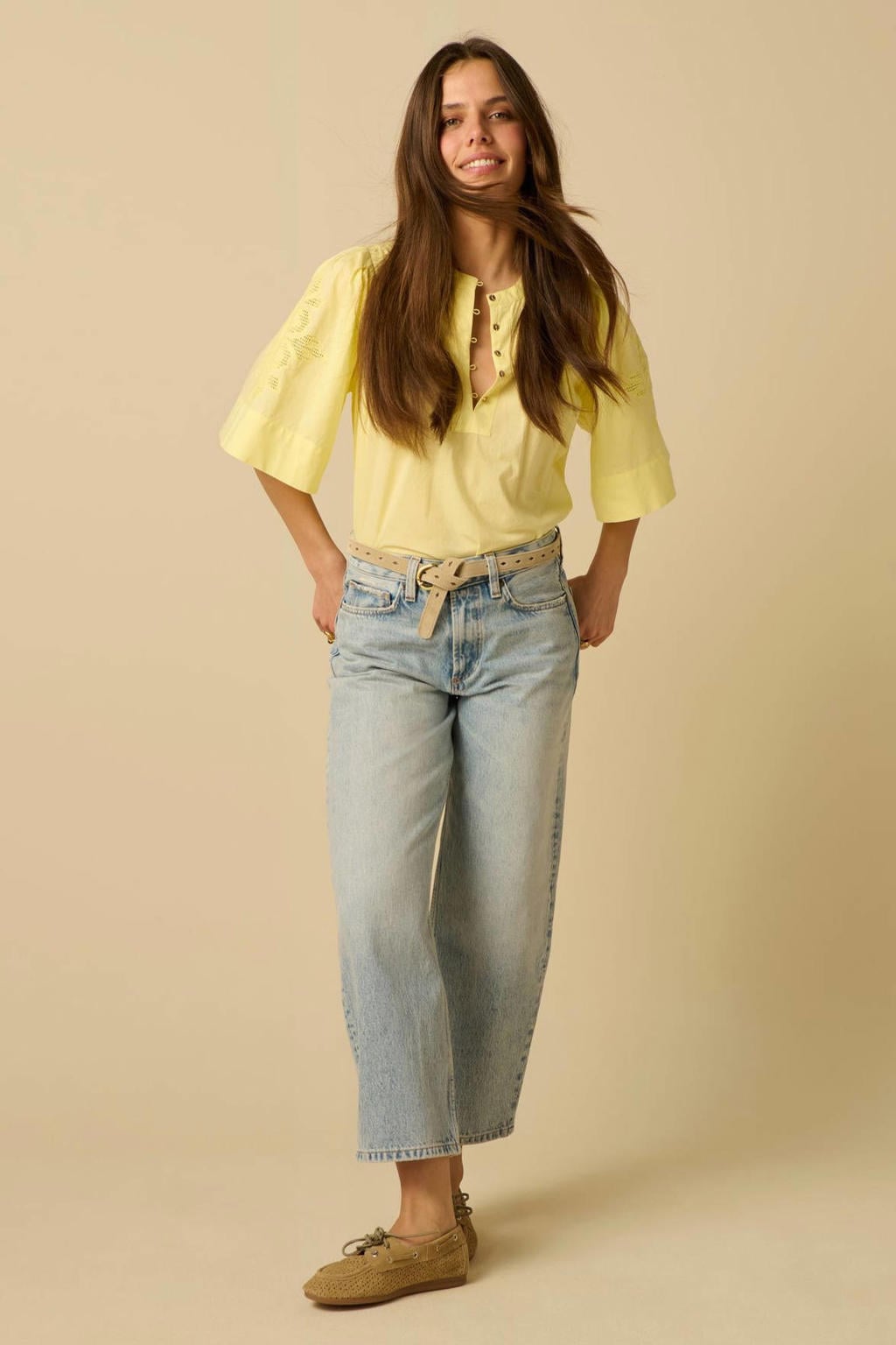 Sissy-Boy blouse met borduursels - lichtgeel