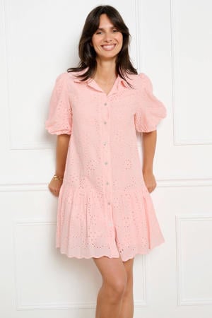 broderie zomerjurk - zalm