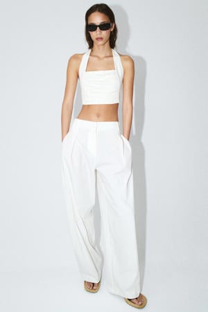 straight high waist broek wit