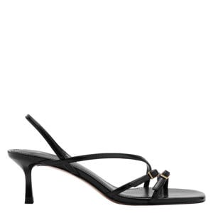 imitatieleren sandalen met hak - zwart