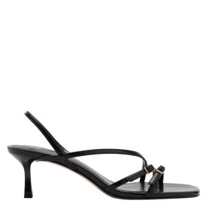 imitatieleren sandalen met hak - zwart