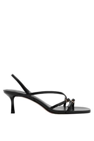 imitatieleren sandalen met hak - zwart