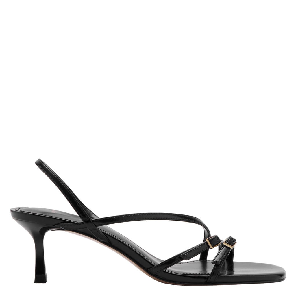 Zwarte dames Mango imitatieleren sandalen met hak - met gesp