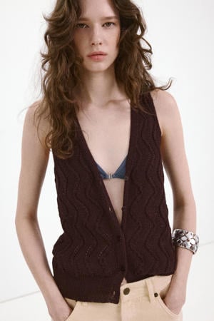 vest gebreid bruin