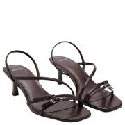 thumbnail: Mango imitatieleren sandalen met hak - donkerbruin