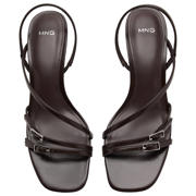 thumbnail: Mango imitatieleren sandalen met hak - donkerbruin