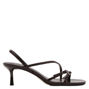imitatieleren sandalen met hak - donkerbruin