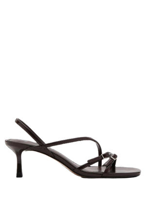 imitatieleren sandalen met hak - donkerbruin
