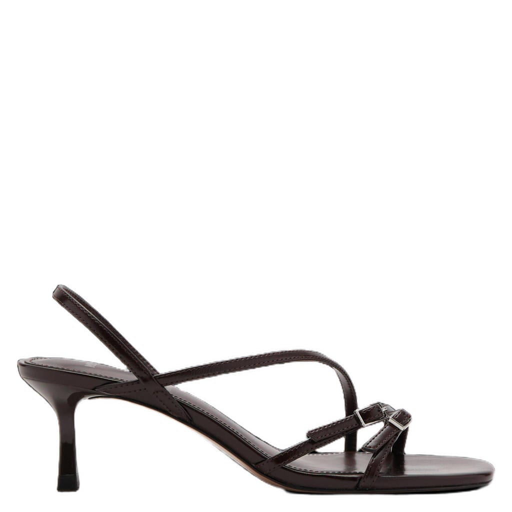Donkerblauwe dames Mango imitatieleren sandalen met hak - met gesp