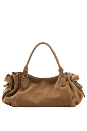 suede schoudertas bruin