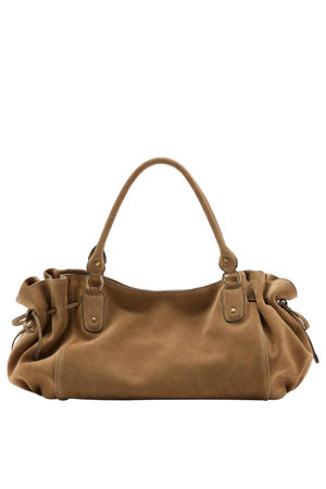 suede schoudertas bruin