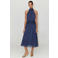 Mango midi halter zomerjurk met stippen - blauw