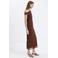 Mango off shoulder midi jurk met stippen - bruin