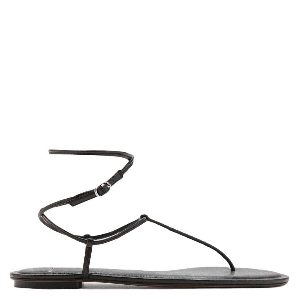 Donkerblauwe dames Mango imitatieleren sandalen - van 100% polyurethaan met gesp