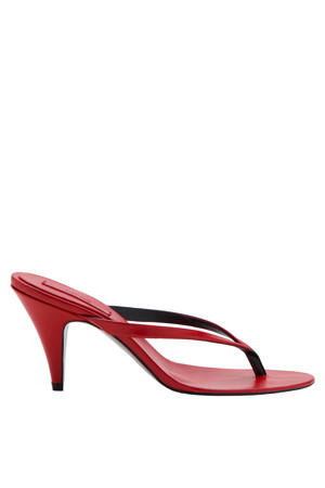 leren muiltjes met hoge hak - rood