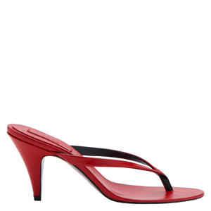 leren muiltjes met hoge hak - rood