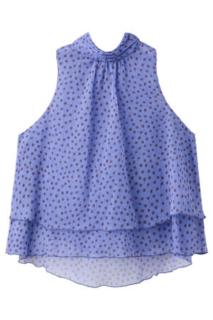 top met stippen en ruches - blauw