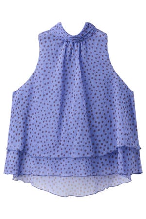 top met stippen en ruches - blauw