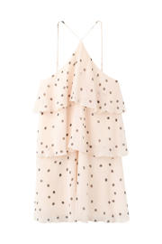 thumbnail: Mango halter mini jurk met stippen en ruches - ecru