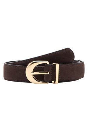 suede riem donkerbruin