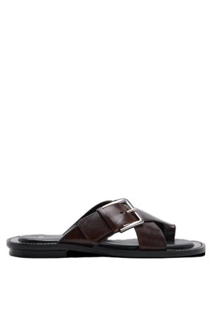 leren slippers - bordeaux
