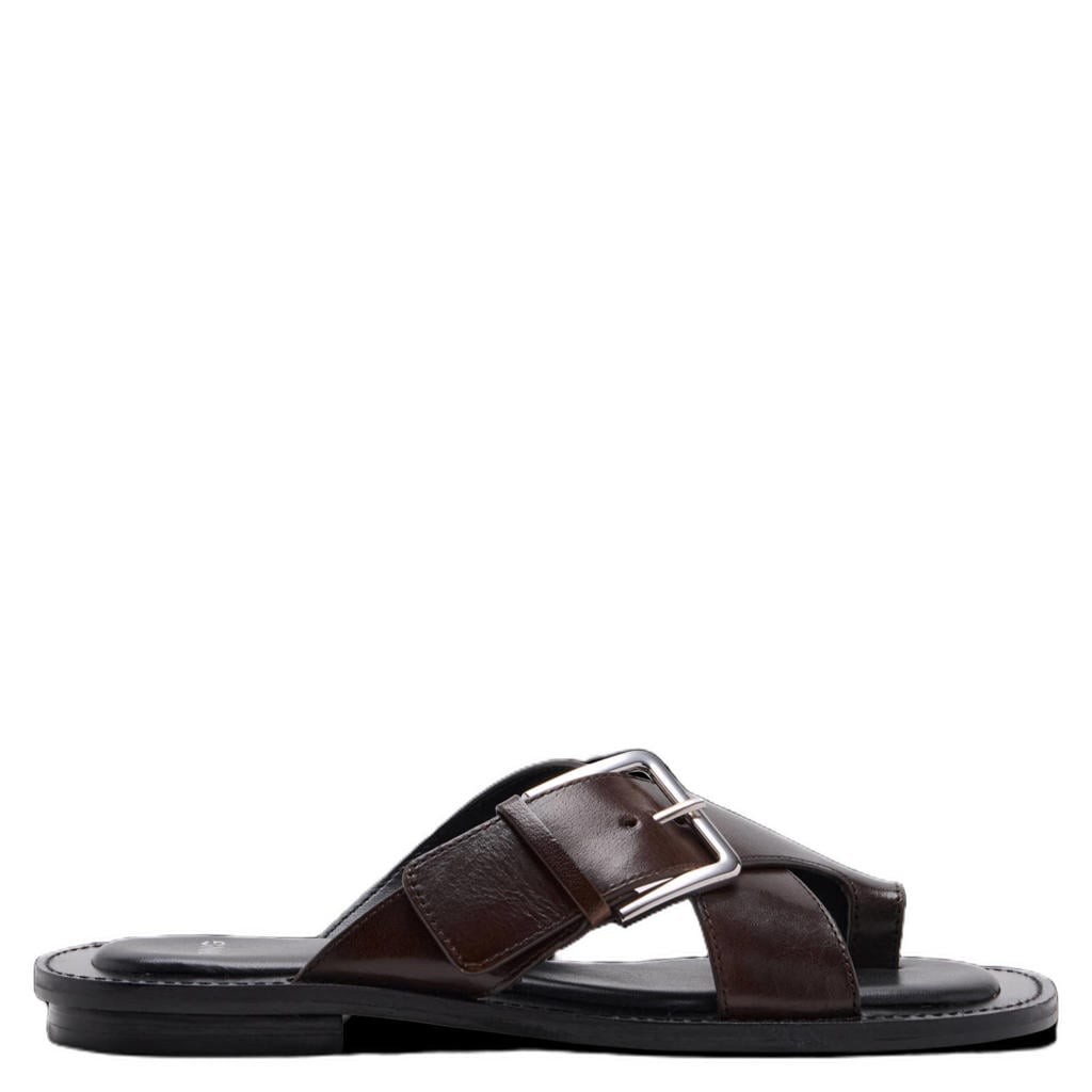 Mango leren slippers - bordeaux