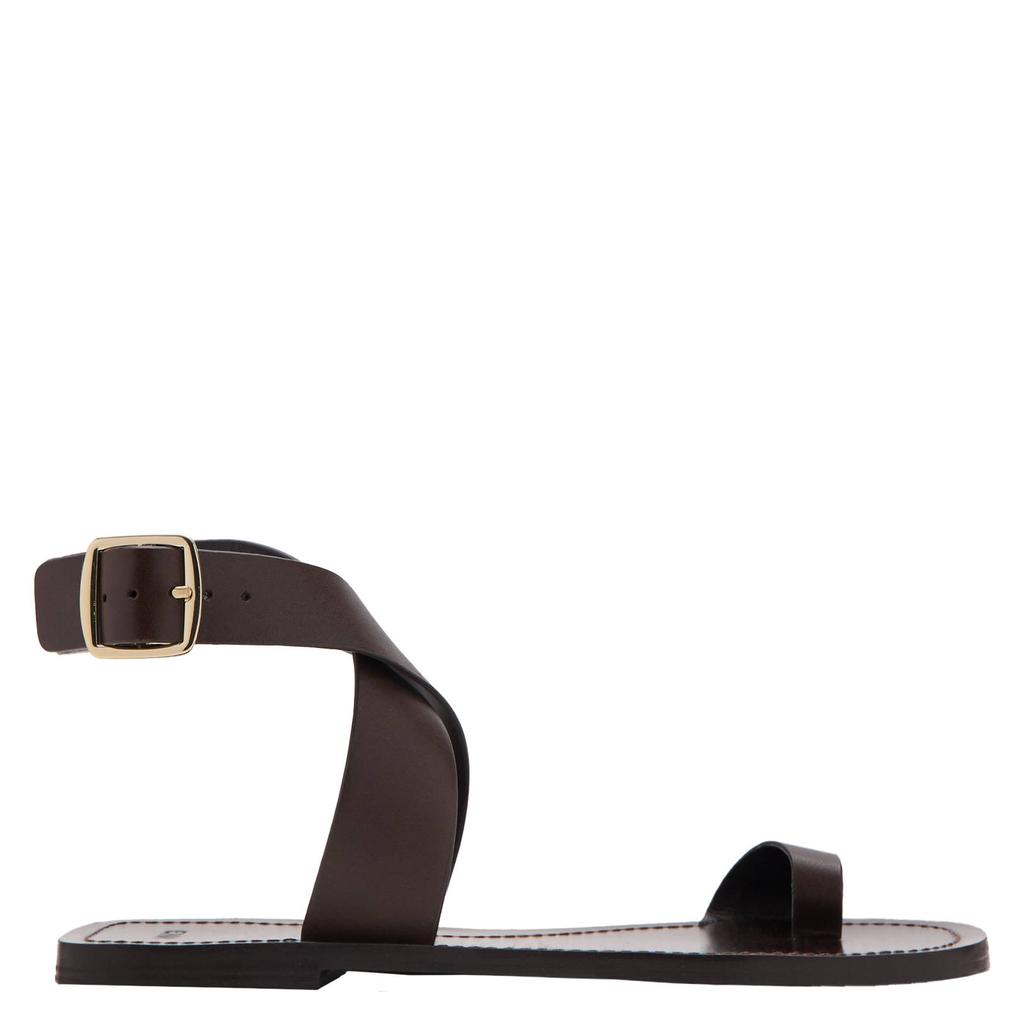Donkerblauwe dames Mango leren sandalen - met gesp