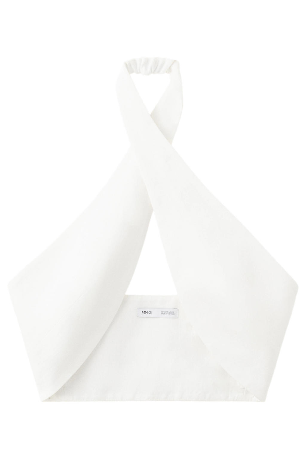 Witte dames Mango top van lyocell met effen en halterkraag