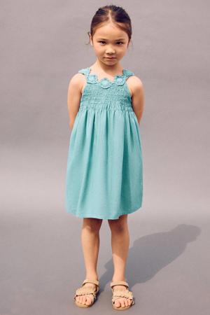 korte jurk broderie turquoise