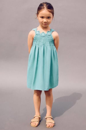 korte jurk broderie turquoise