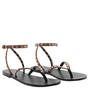 thumbnail: Mango leren sandalen met studs en all over print - bruin
