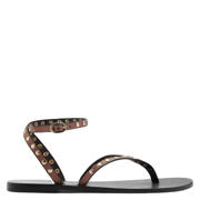 thumbnail: Mango leren sandalen met studs en all over print - bruin
