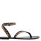 Mango leren sandalen met studs en all over print - bruin