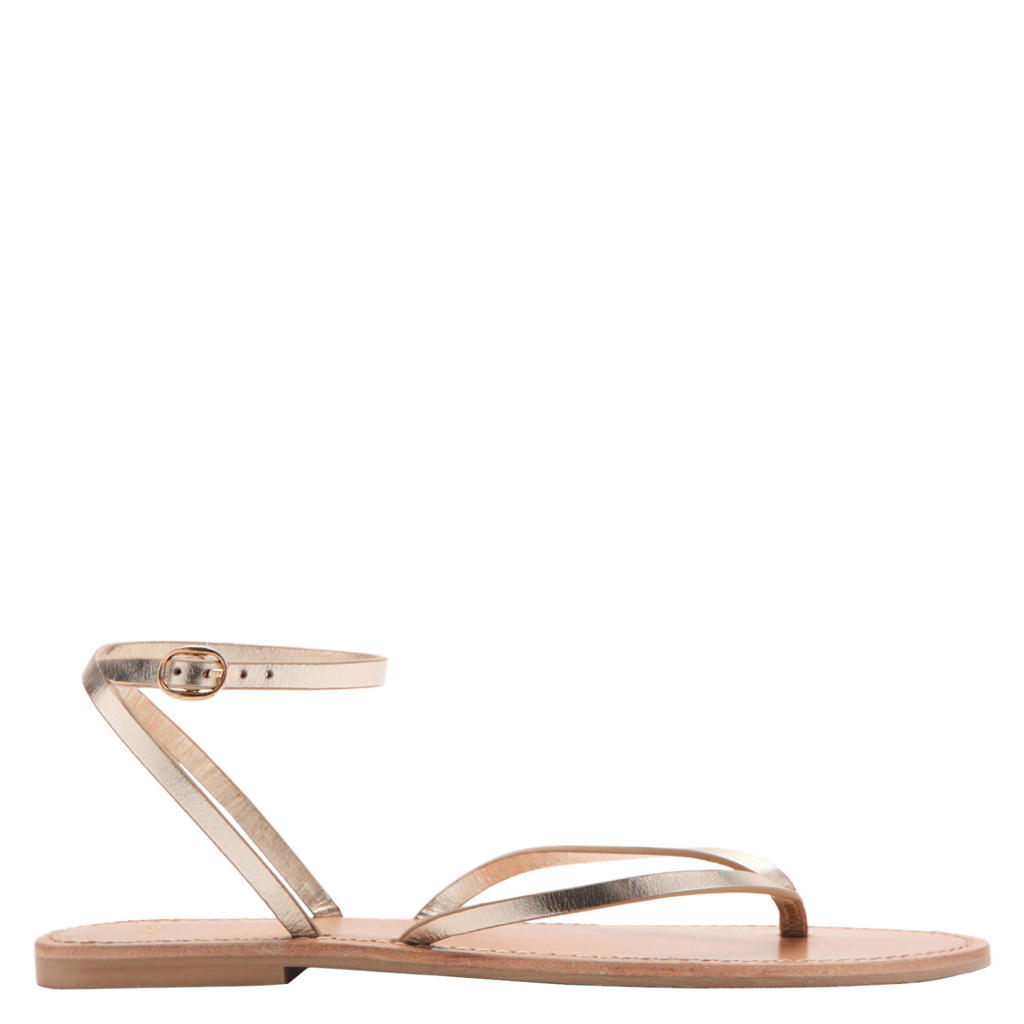 Gouden dames Mango leren sandalen - met gesp