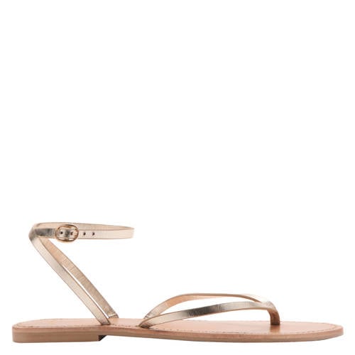 Mango leren sandalen goud